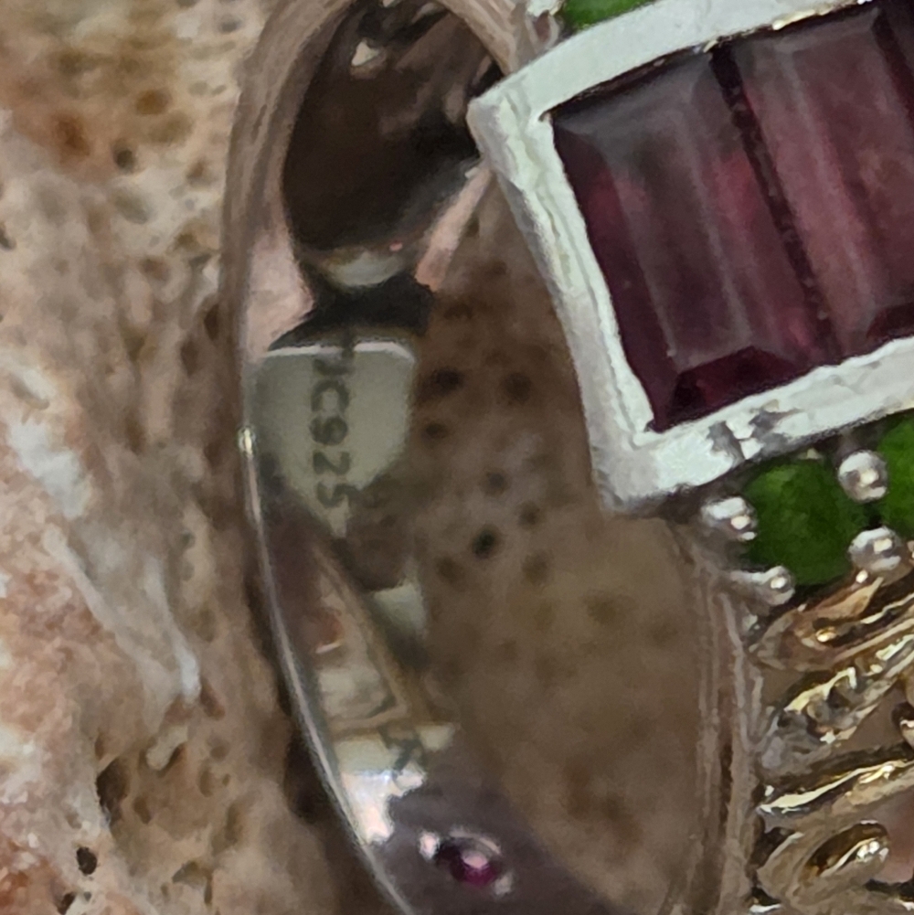 Sterling Silver Dome Ring With Multi Gemstones - image 6